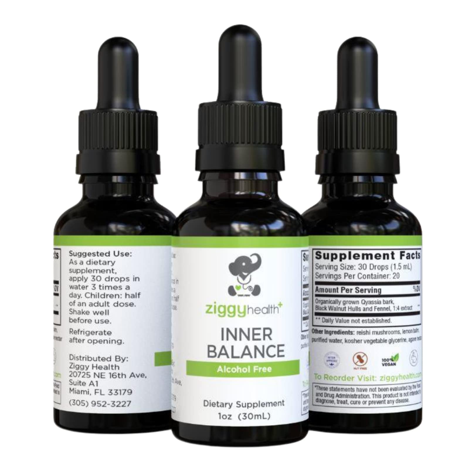 Ziggy Health Inner Balance tincture bottle for gut support.