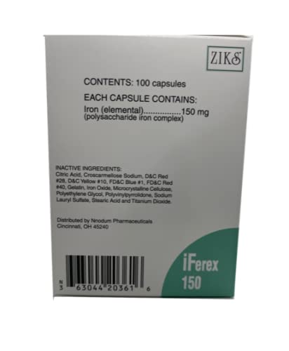 Ziks iFerex 150 iron capsule swallow—small, easy dosing.