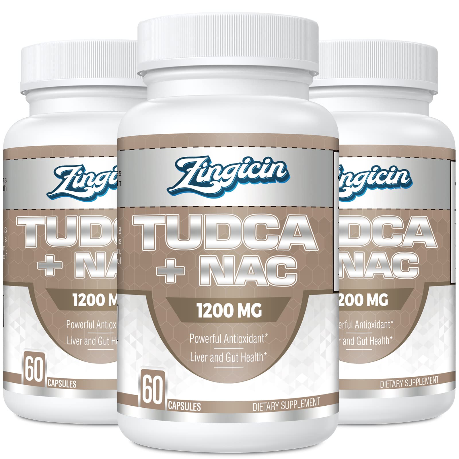 Zingicin Tudca NAC bottle front view highlighting liver support potential