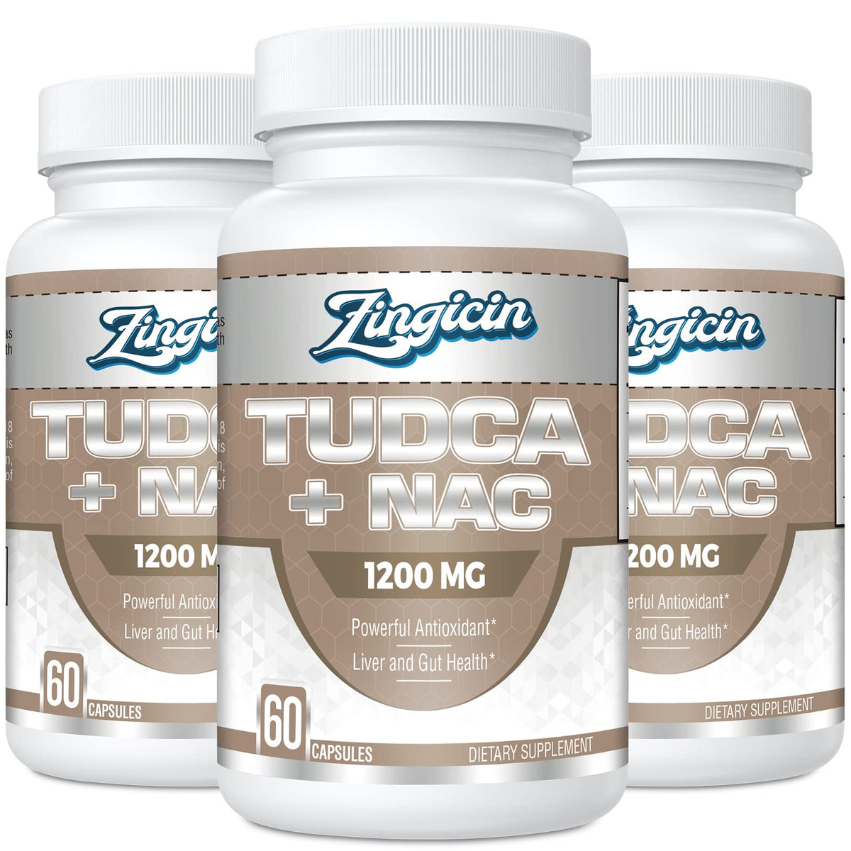 Zingicin Tudca NAC bottle front view highlighting liver support potential