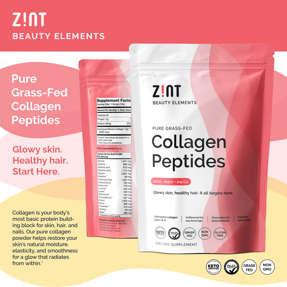 Zint Collagen Peptides in a smoothie image highlighting protein lift.
