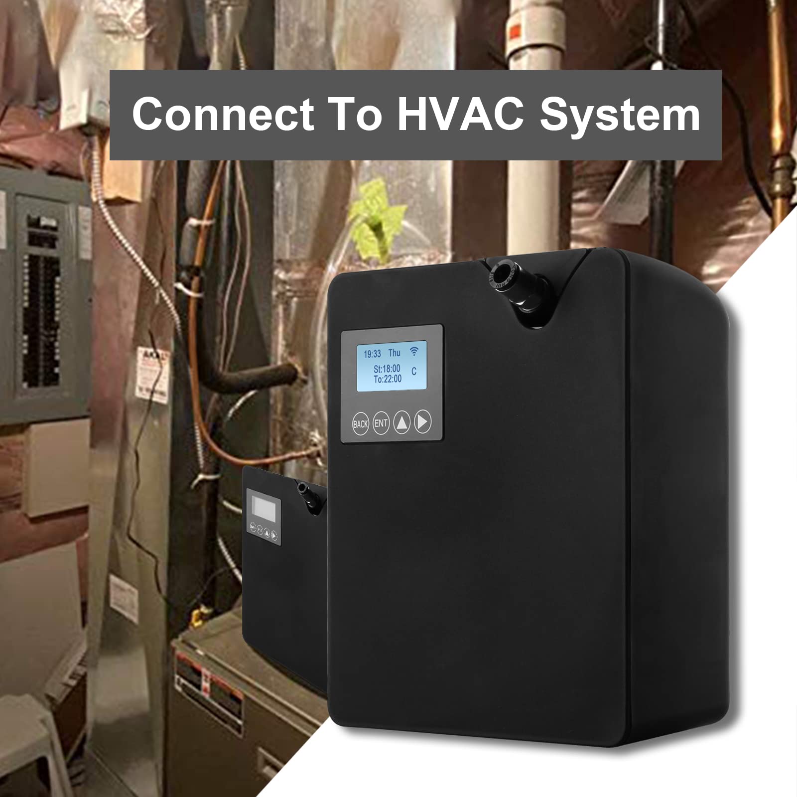 Zinyeme Smart Scent Air Machine HVAC connection highlighting compatibility with central systems