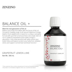 Zinzino BalanceOil+ label close-up shows flavor and ingredients