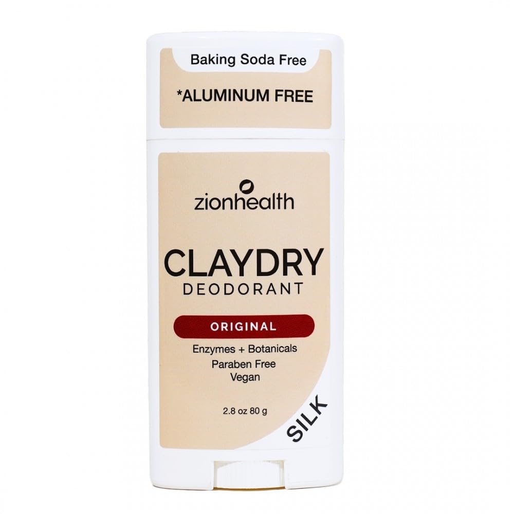 Zion Health clay dry silk original deodorant stick glides smoothly for daily odor control.