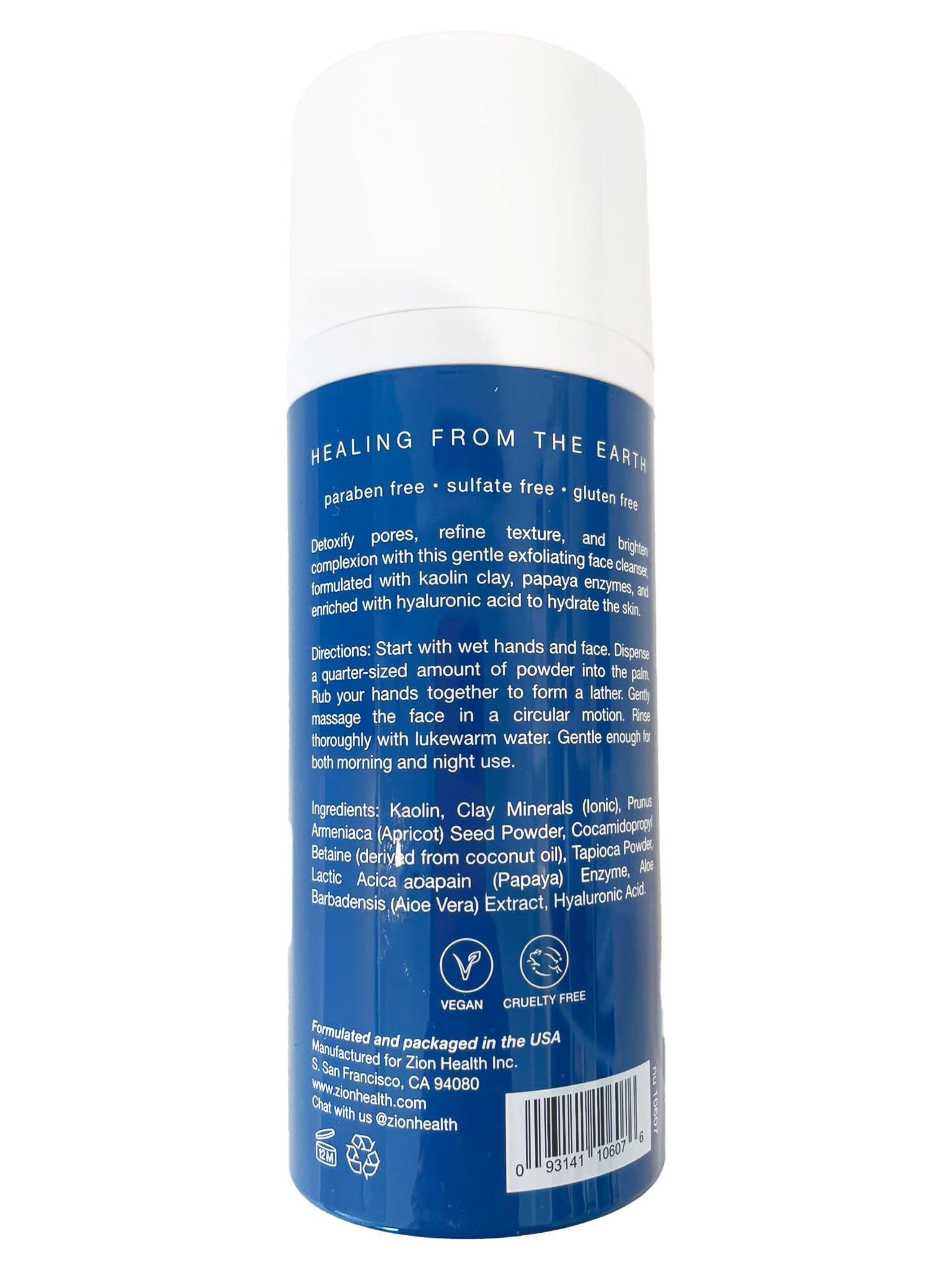Zion Health Refining Clay Cleansing Powder lathers into a smooth cleanser for refined skin texture.