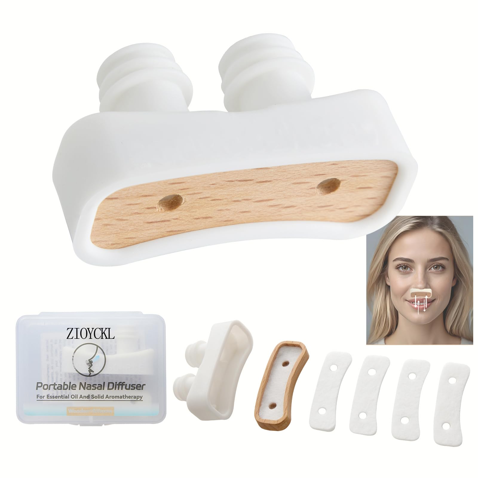 ZIOYCKL nasal inhaler bundle with wood block offers portable relaxation on the go