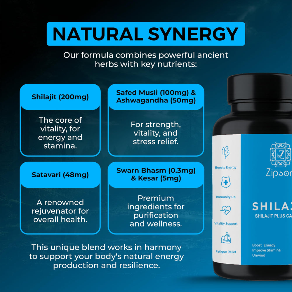 ZIPSON Shilajit packaging indicating a 30-day daily supply.