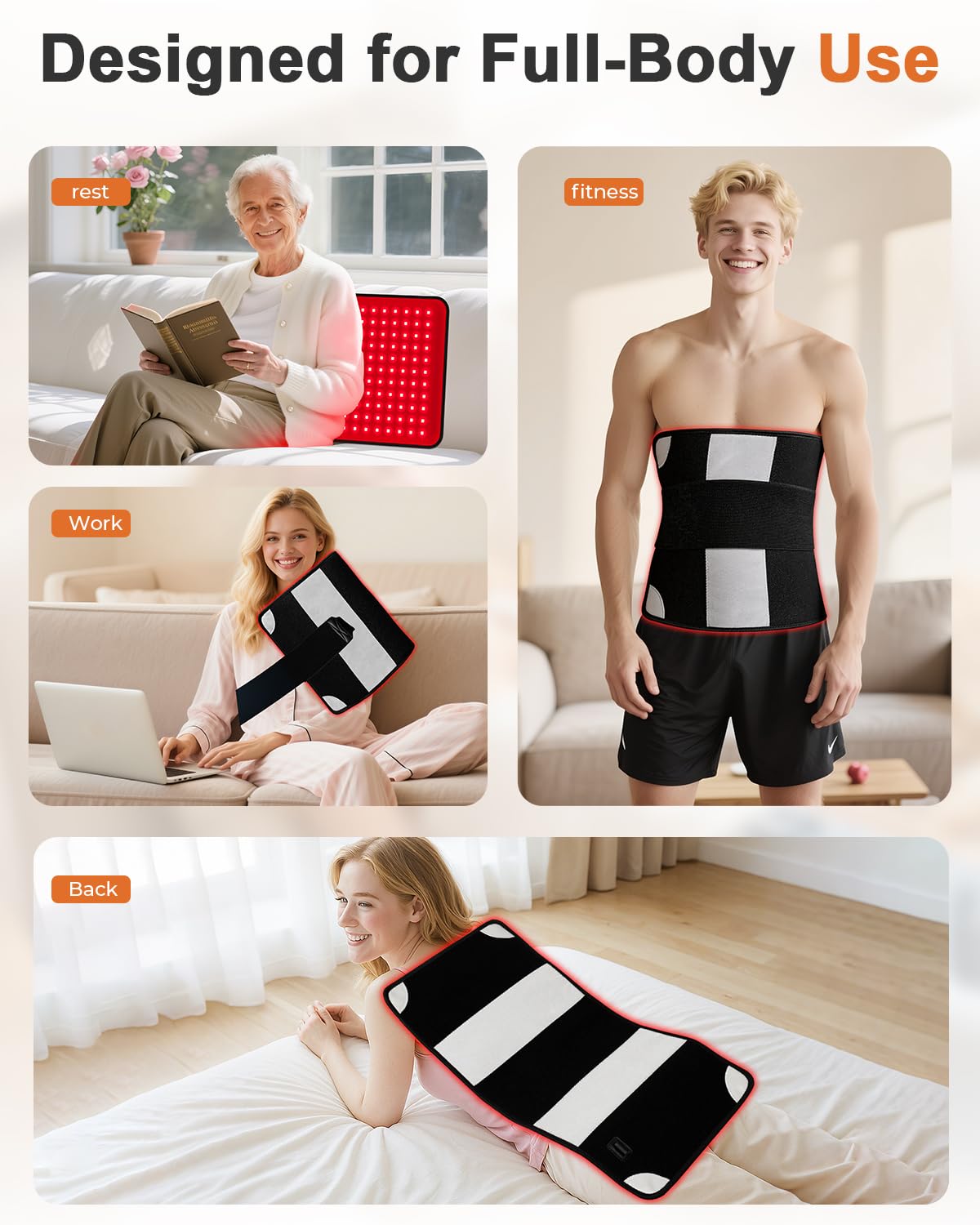 Ziptly Red Light Therapy Mat with folded strap for hands-free sessions