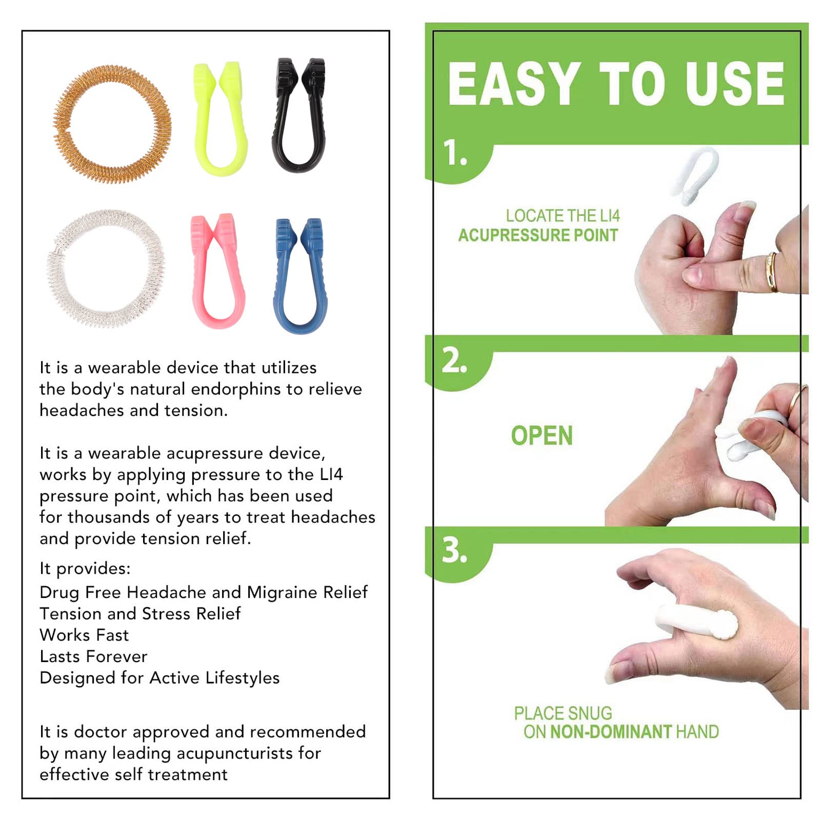 ZJchao acupressure clip targets hand pressure points for focused tension comfort