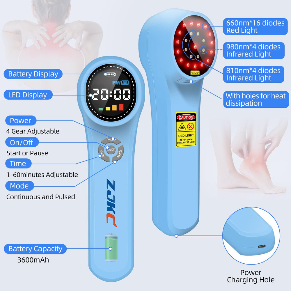 ZJKC wand applied to knee area for targeted comfort and relaxation