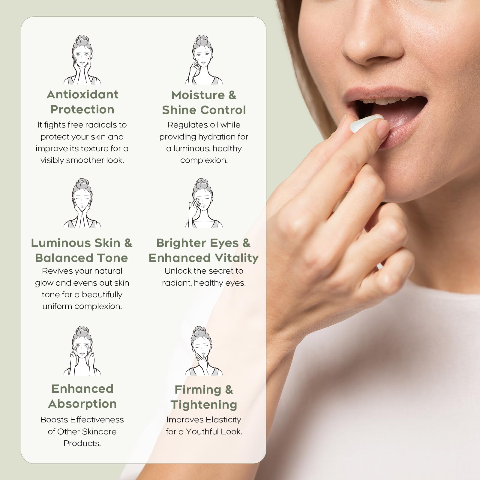 Zlimer Organic Pearl Powder Capsules blue light protection graphic illustrates eye comfort benefits.