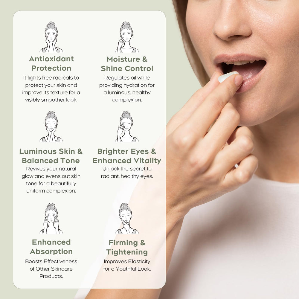 Zlimer Organic Pearl Powder Capsules blue light protection graphic illustrates eye comfort benefits.