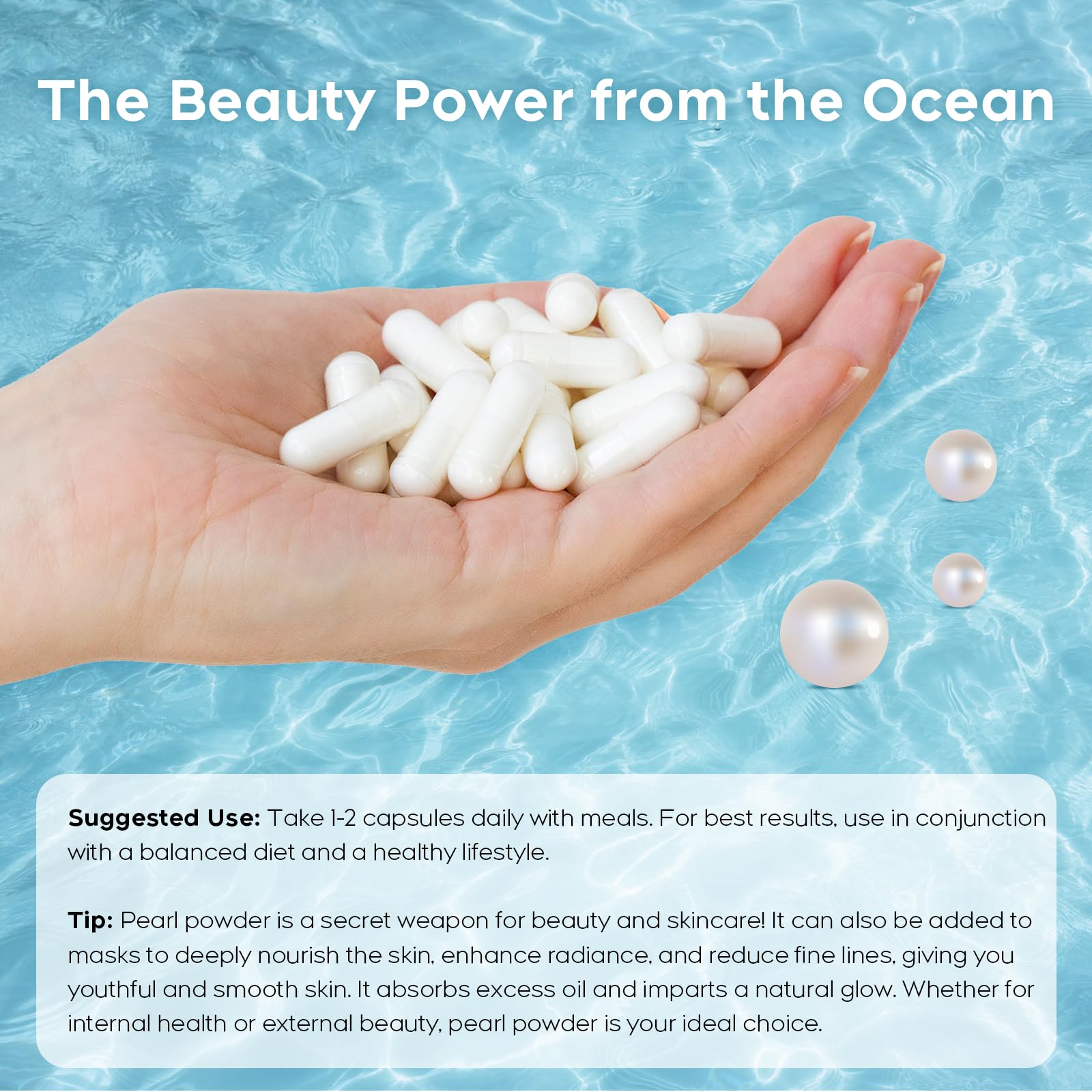 Zlimer Organic Pearl Powder Capsules packaging highlights Grade AAA pearl purity.