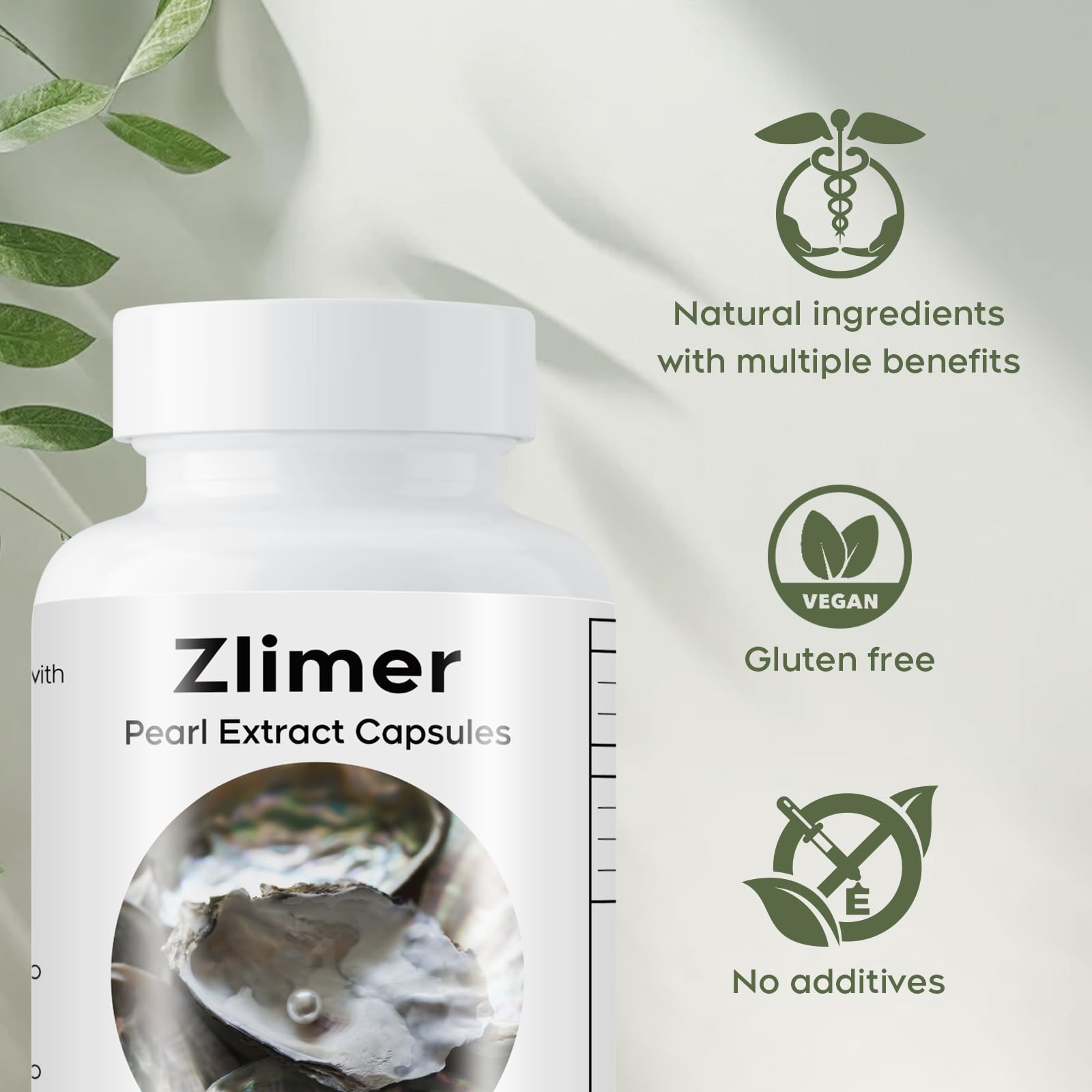 Zlimer Organic Pearl Powder Capsules closeup reveals fine powder texture and premium quality.