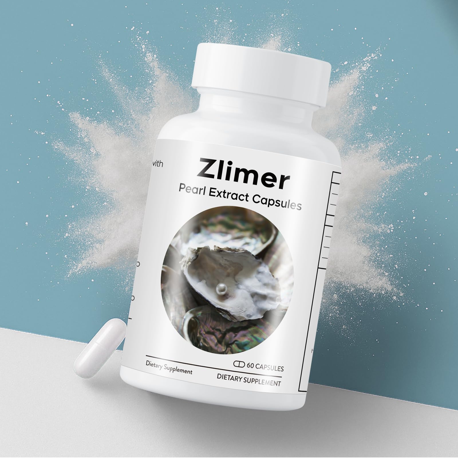 Zlimer Organic Pearl Powder Capsules vegan non-GMO label signals ethical formulation.