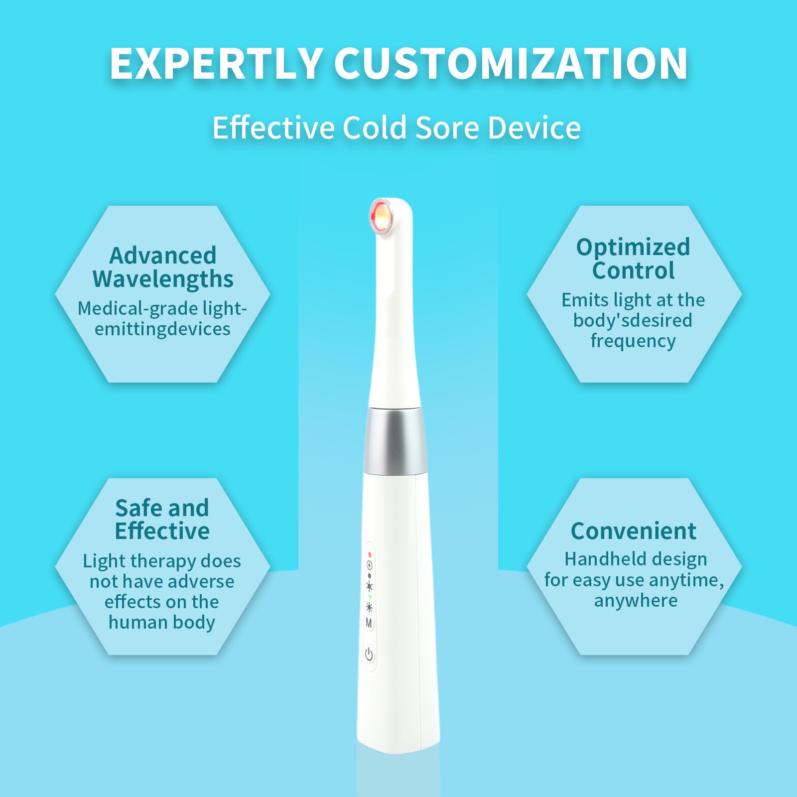 Zobosin wand treats canker sores with precise light delivery.