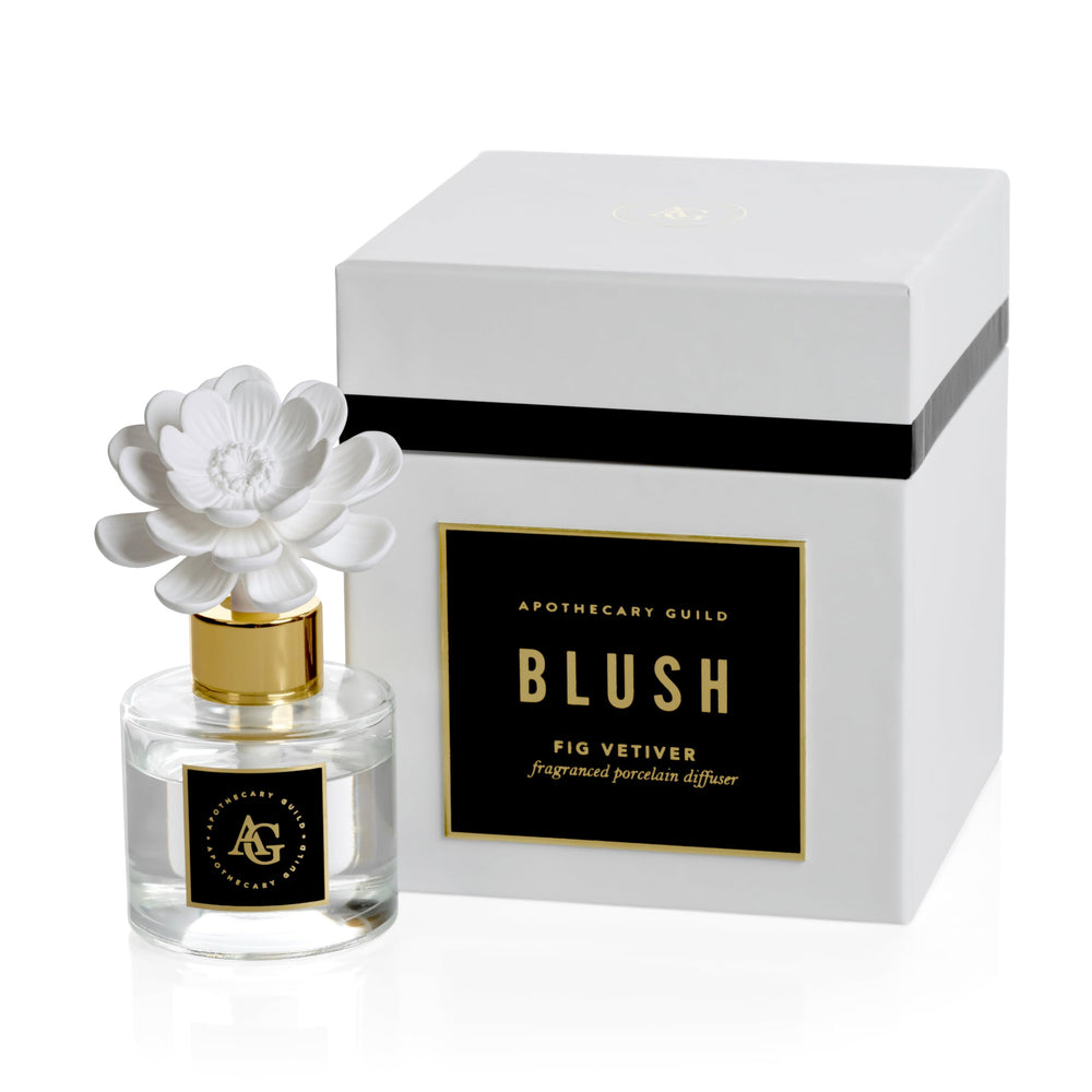 Zodax Apothecary Guild Blush Porcelain Oil Diffuser front view, elegant design for living spaces