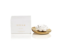 Zodax Apothecary Guild Dream porcelain diffuser in gold, Moroccan Peony aroma enhances any room