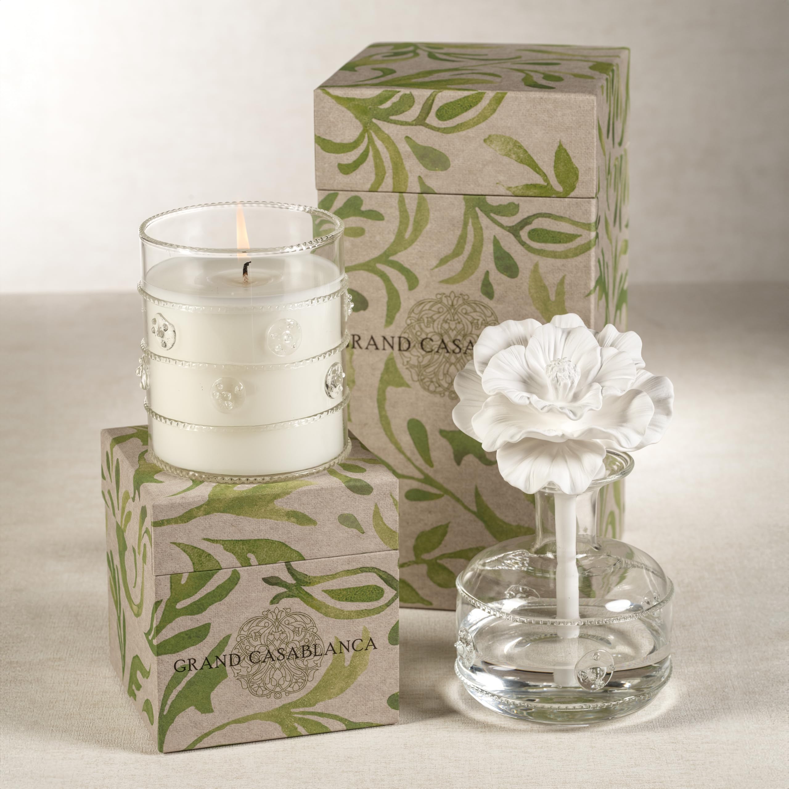 Zodax Grand Casablanca porcelain diffuser on a shelf elevating ambiance