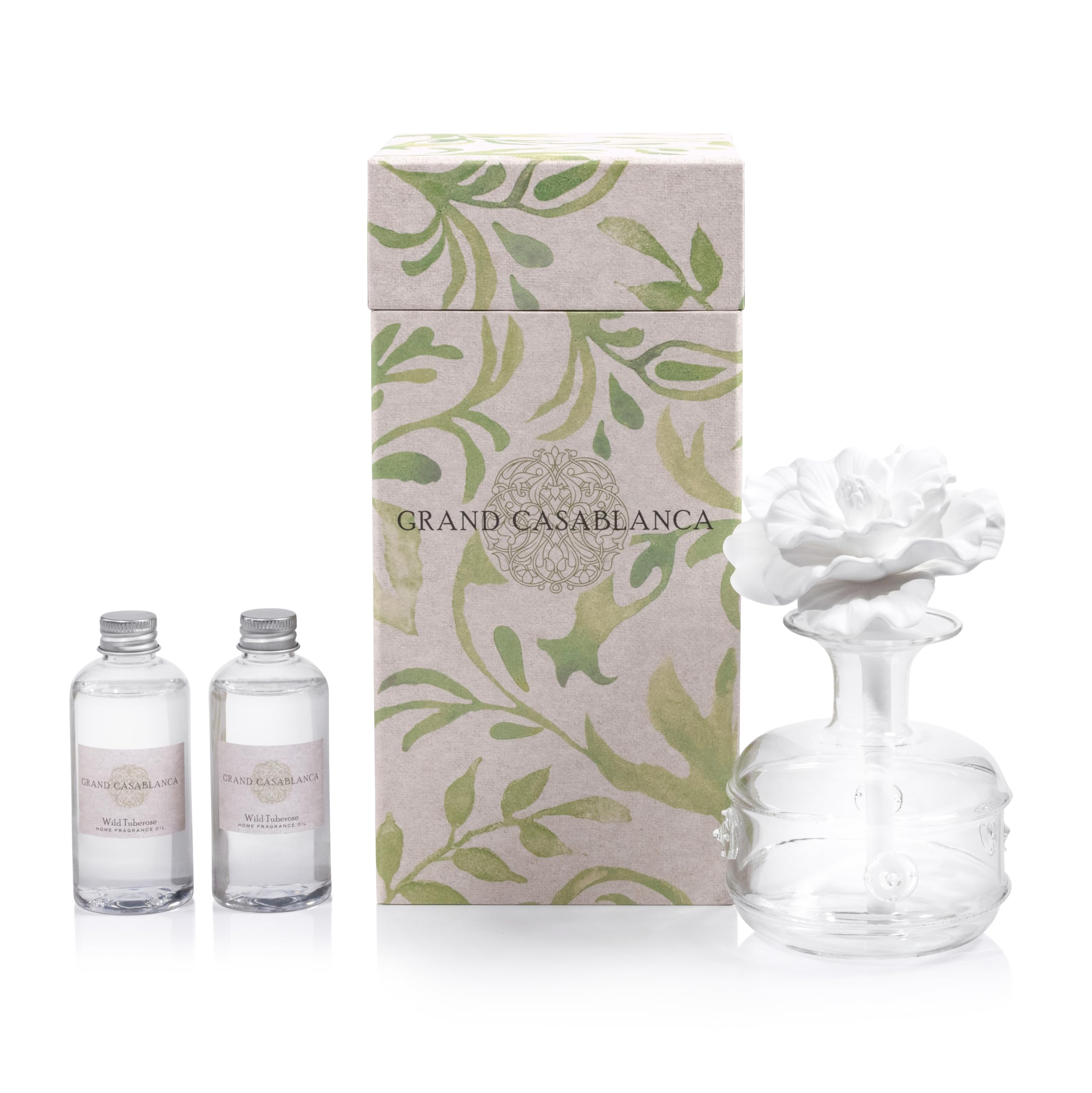 Zodax Grand Casablanca diffuser with glass bottle for calm living room ambiance