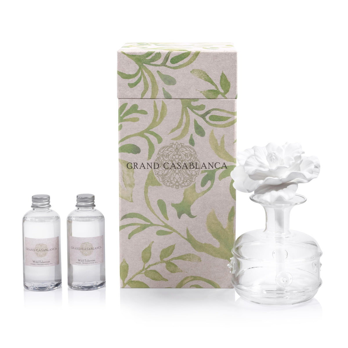 Zodax Grand Casablanca diffuser with glass bottle for calm living room ambiance