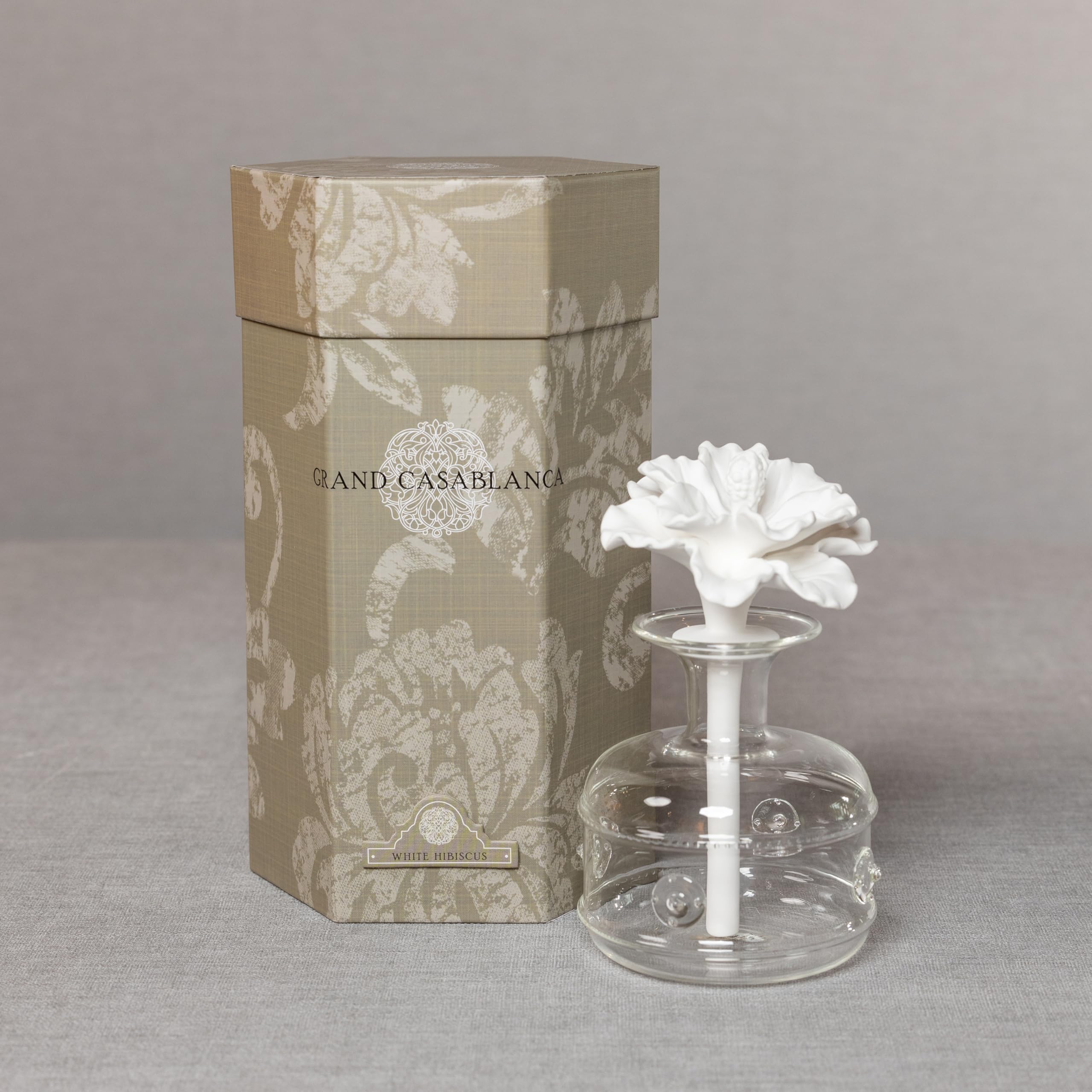 Zodax Grand Casablanca diffuser in a modern living space offers calming fragrance.