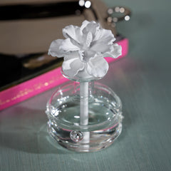 Zodax Grand Casablanca diffuser featuring white hibiscus freshens bathrooms with fragrance.