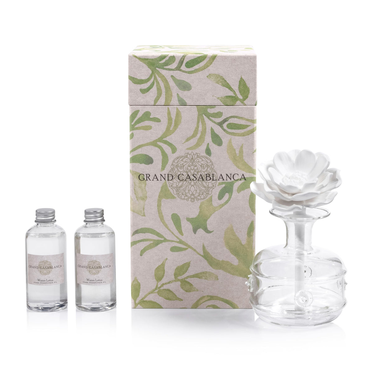 Zodax Grand Casablanca diffuser bottle in glass offers steady fragrance distribution.