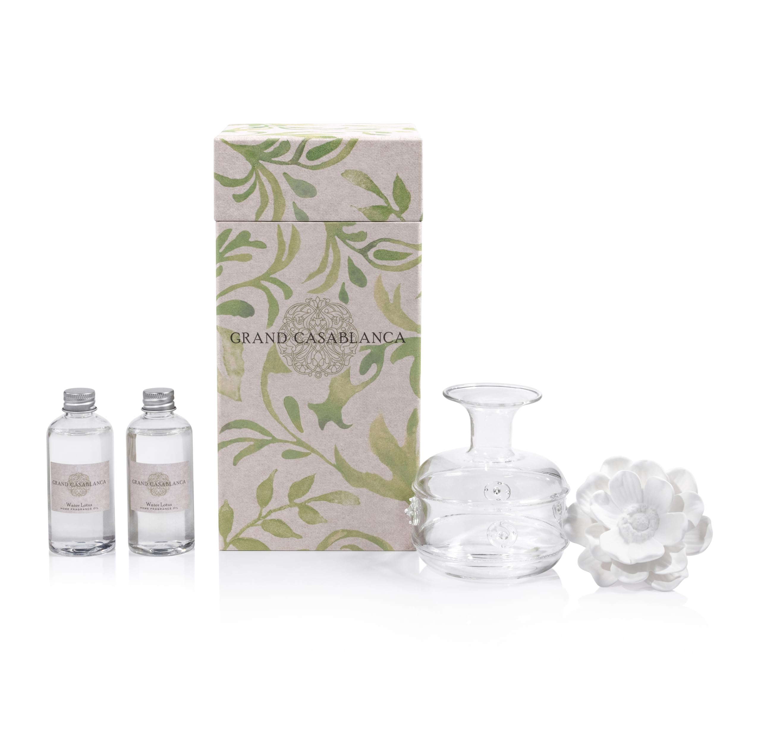 Zodax Grand Casablanca porcelain lotus bloom enhances decor and aroma.