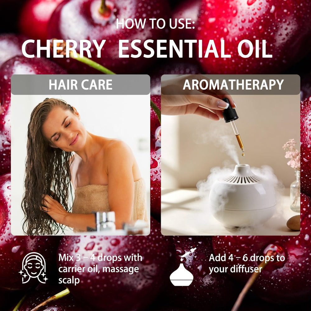 ZODION Cherry oil used in massage or spa-like routine.