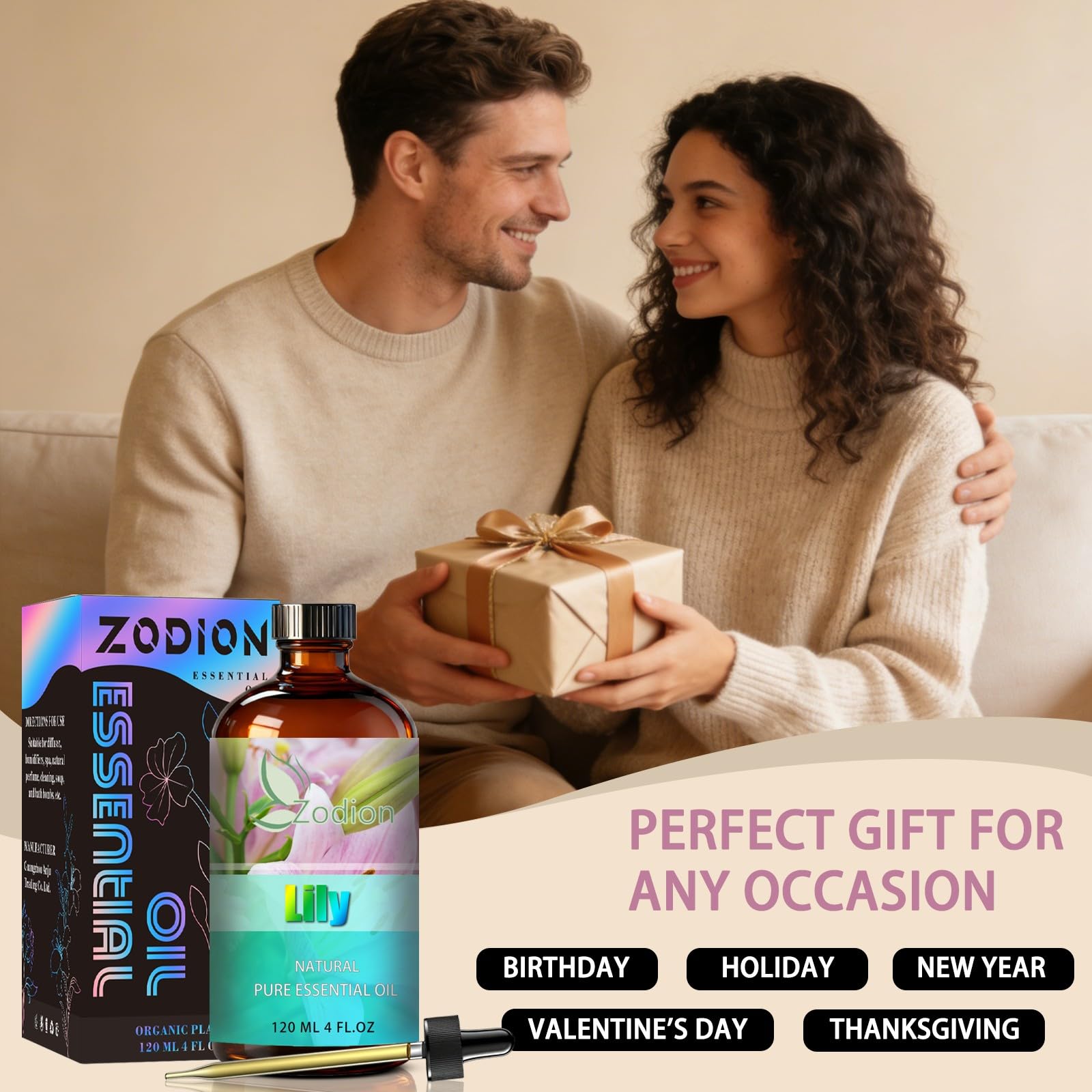 ZODION Lily yoga meditation scene essence supports calm practice with fragrance.