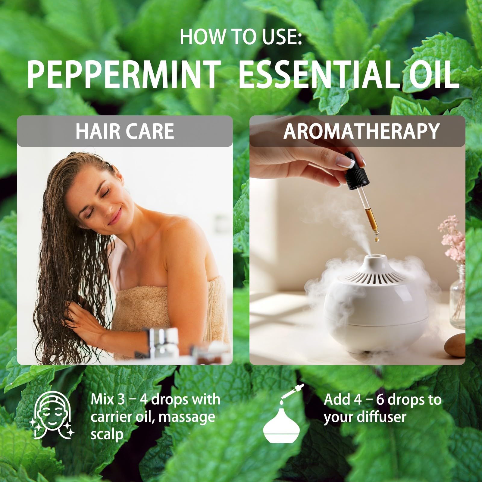 ZODION Peppermint oil in amber glass protects freshness and aroma