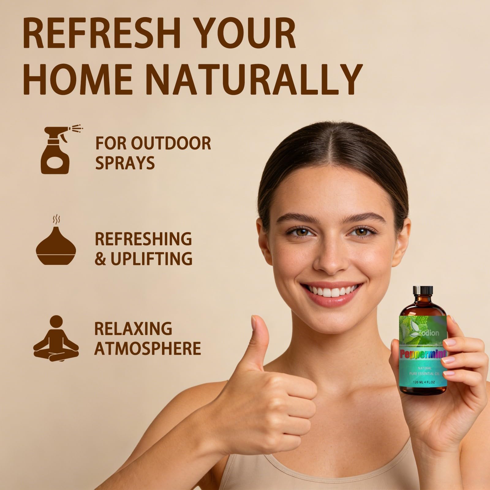 ZODION Peppermint oil used in candles or soaps inspires refreshing scents