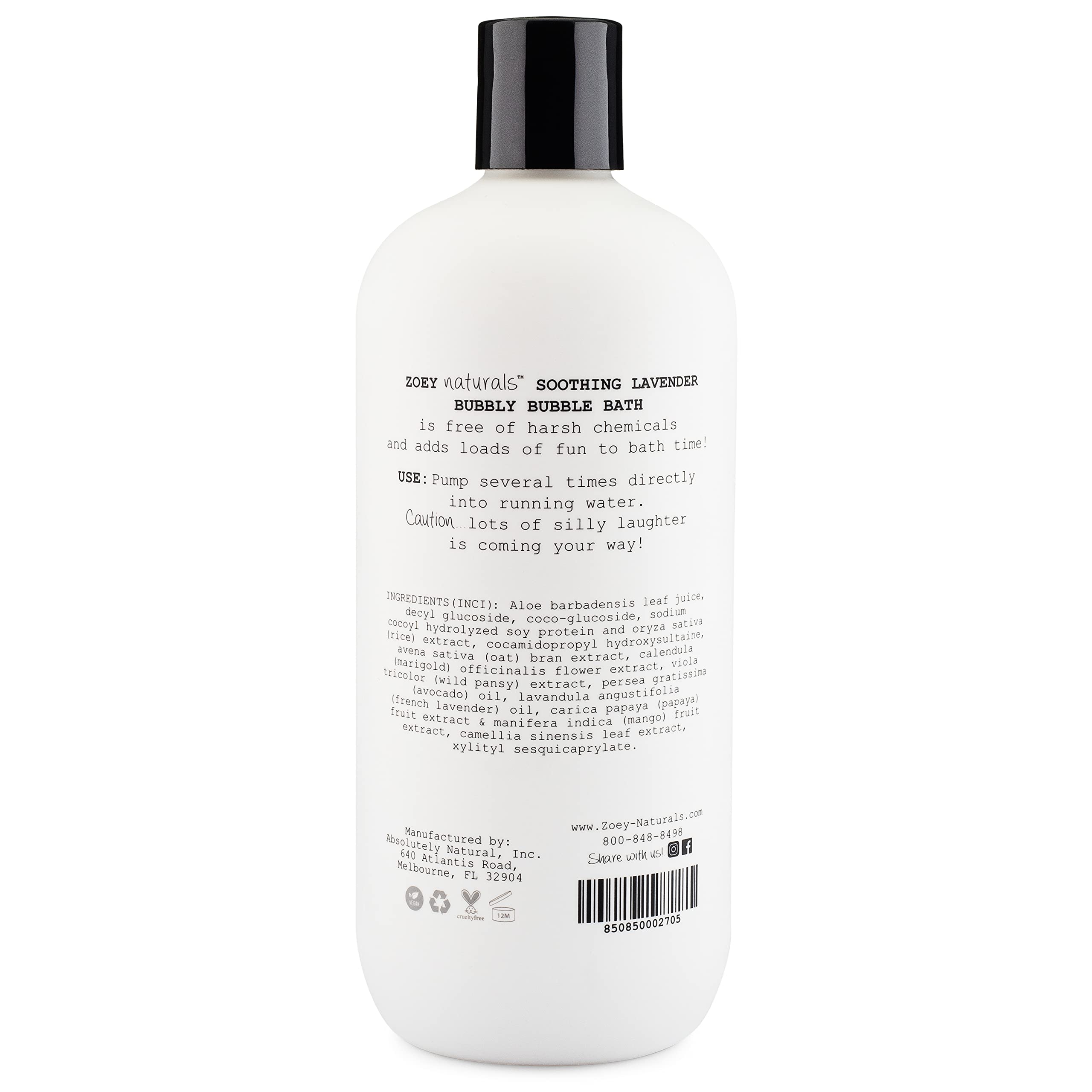 Tear-free formula of Zoey Naturals makes bath time easier.