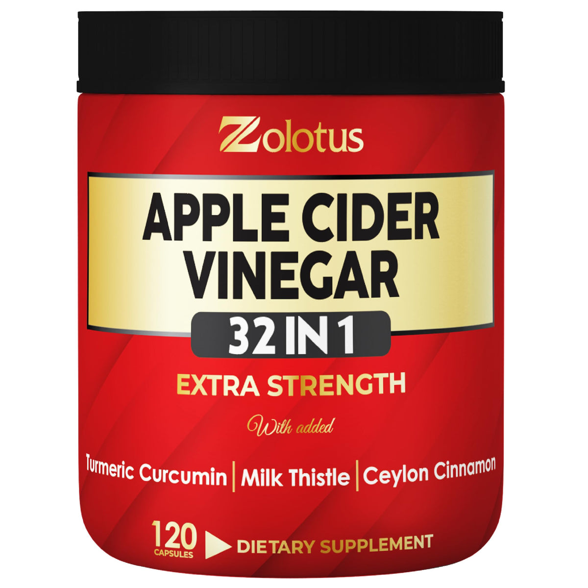Zolotus 32in1 Apple Cider Vinegar capsules bottle front may support digestion and immune health
