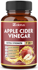Zolotus 7 in 1 Apple Cider Vinegar bottle showing the multi-ingredient blend for daily use