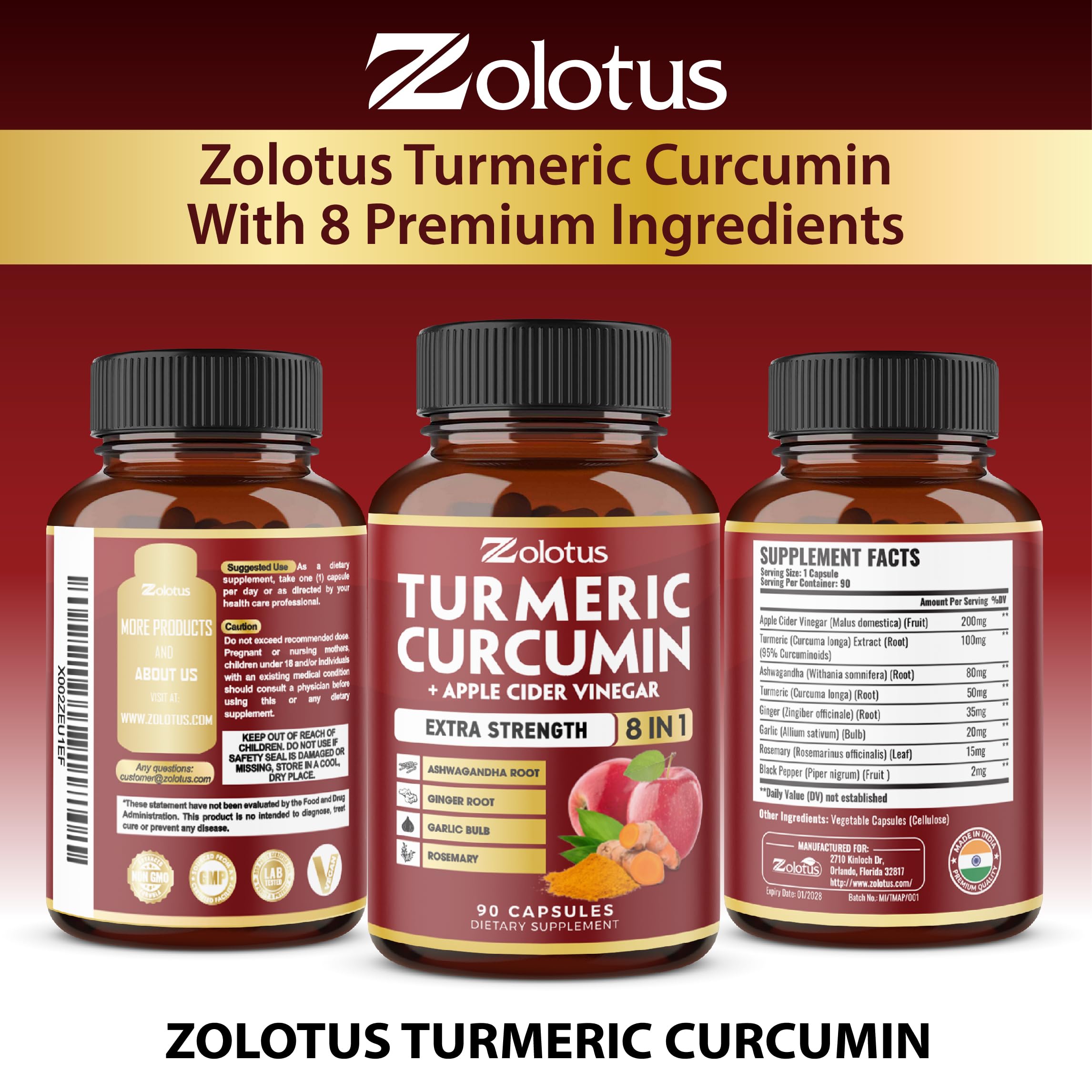 Zolotus turmeric-curcumin-ACV trio image supporting a simple daily ritual.