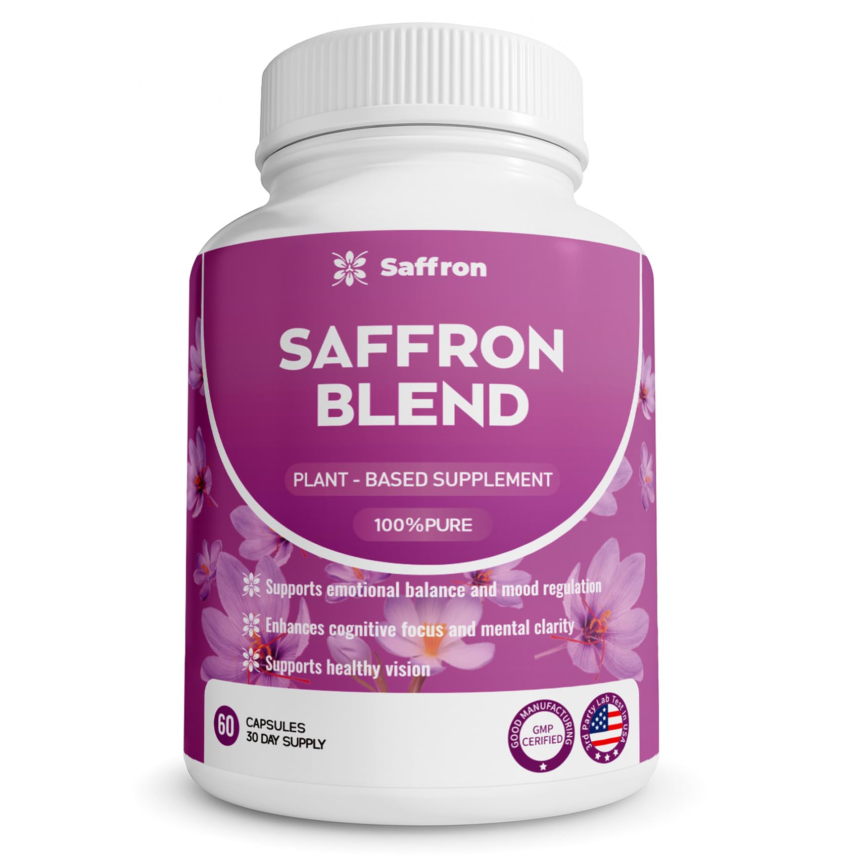 ZonaVitalis saffron supplements bottle showing the 60 capsules for focused daily use.