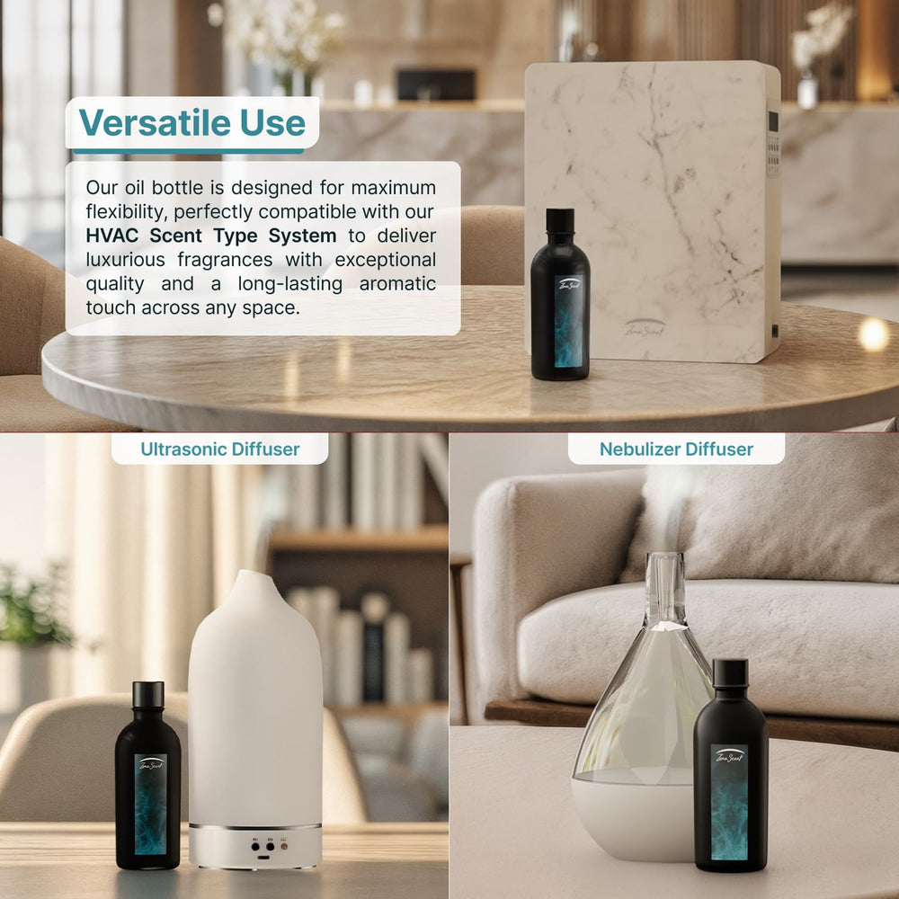 Zone Scent Apricot diffuser oil in a cozy living room setup