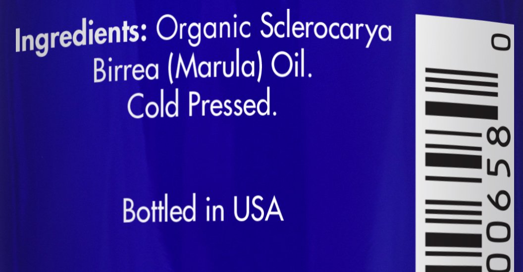 Zongle Therapeutics Marula Oil label detail highlighting purity and ingredients