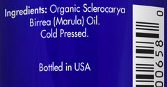 Zongle Therapeutics Marula Oil label detail highlighting purity and ingredients