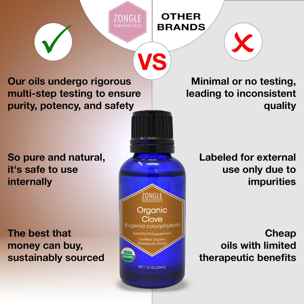 Zongle Therapeutics organic clove oil bottle ready for daily use.