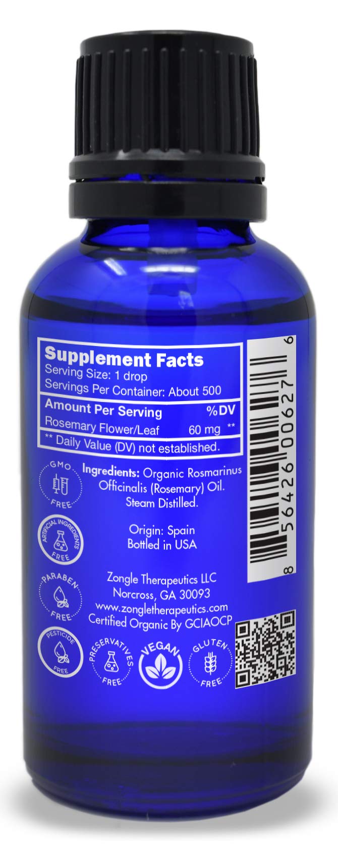 Zongle Therapeutics rosemary oil packaging emphasizes safety and recyclable materials