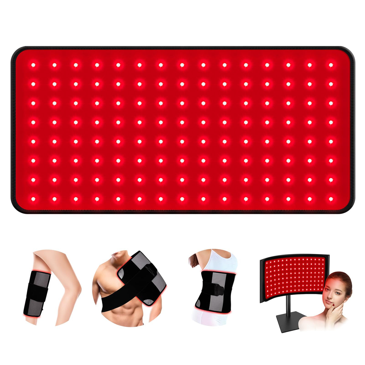 ZonGym red light therapy panel front view for facial treatment and relaxation.