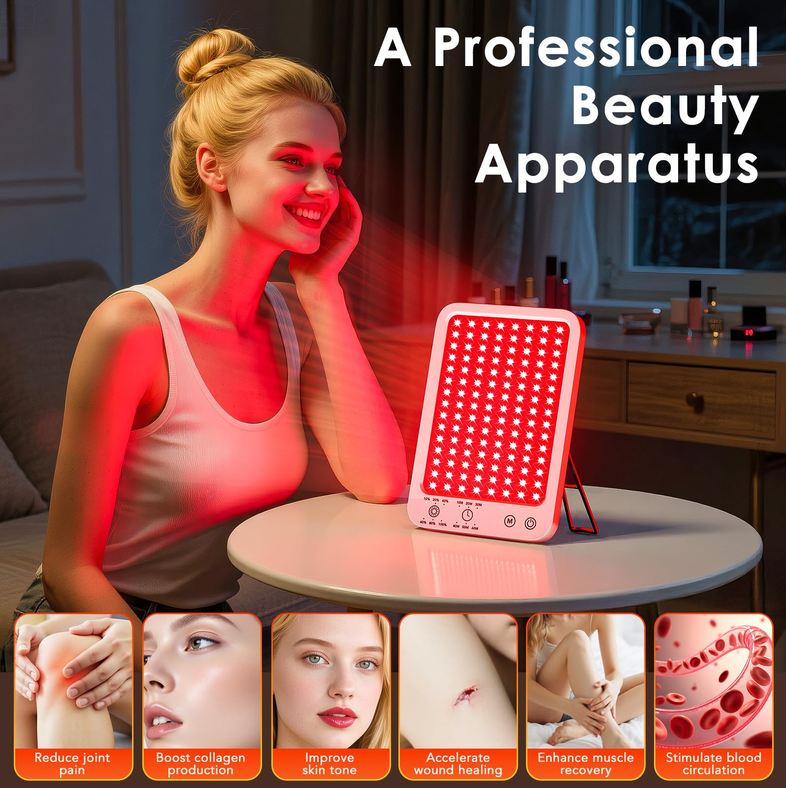 ZonGym touch control on red light therapy panel enables easy sessions.