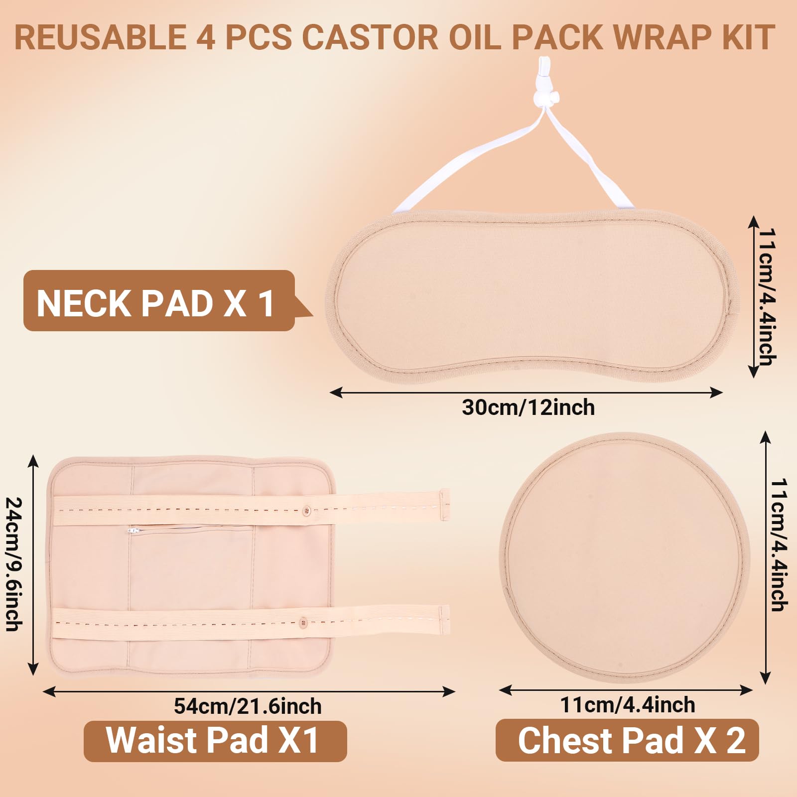 ZONZEE castor oil pack pad close-up shows anti oil leak design.