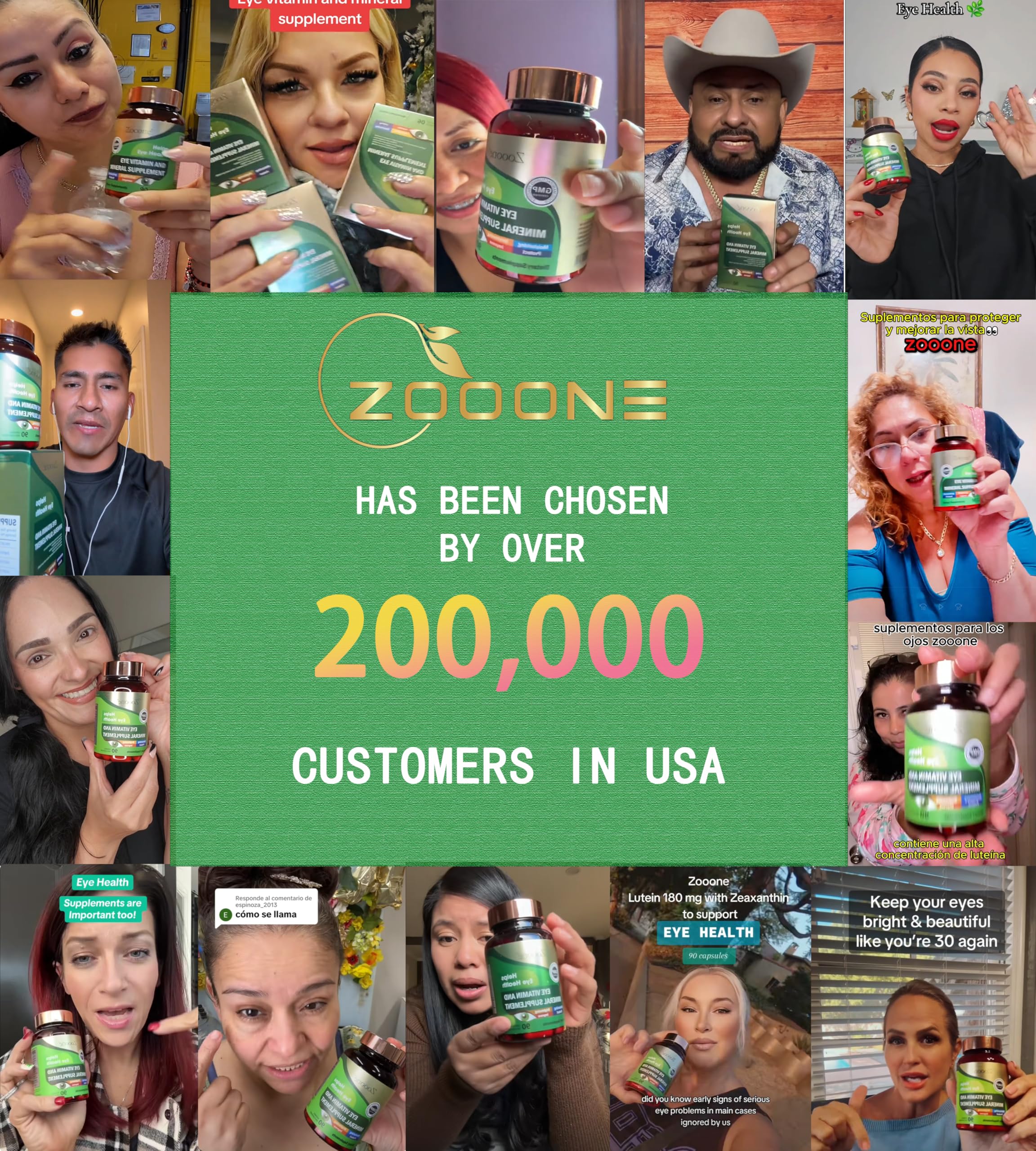 Close-up of Zooone lutein capsules highlights daily use for eye comfort.