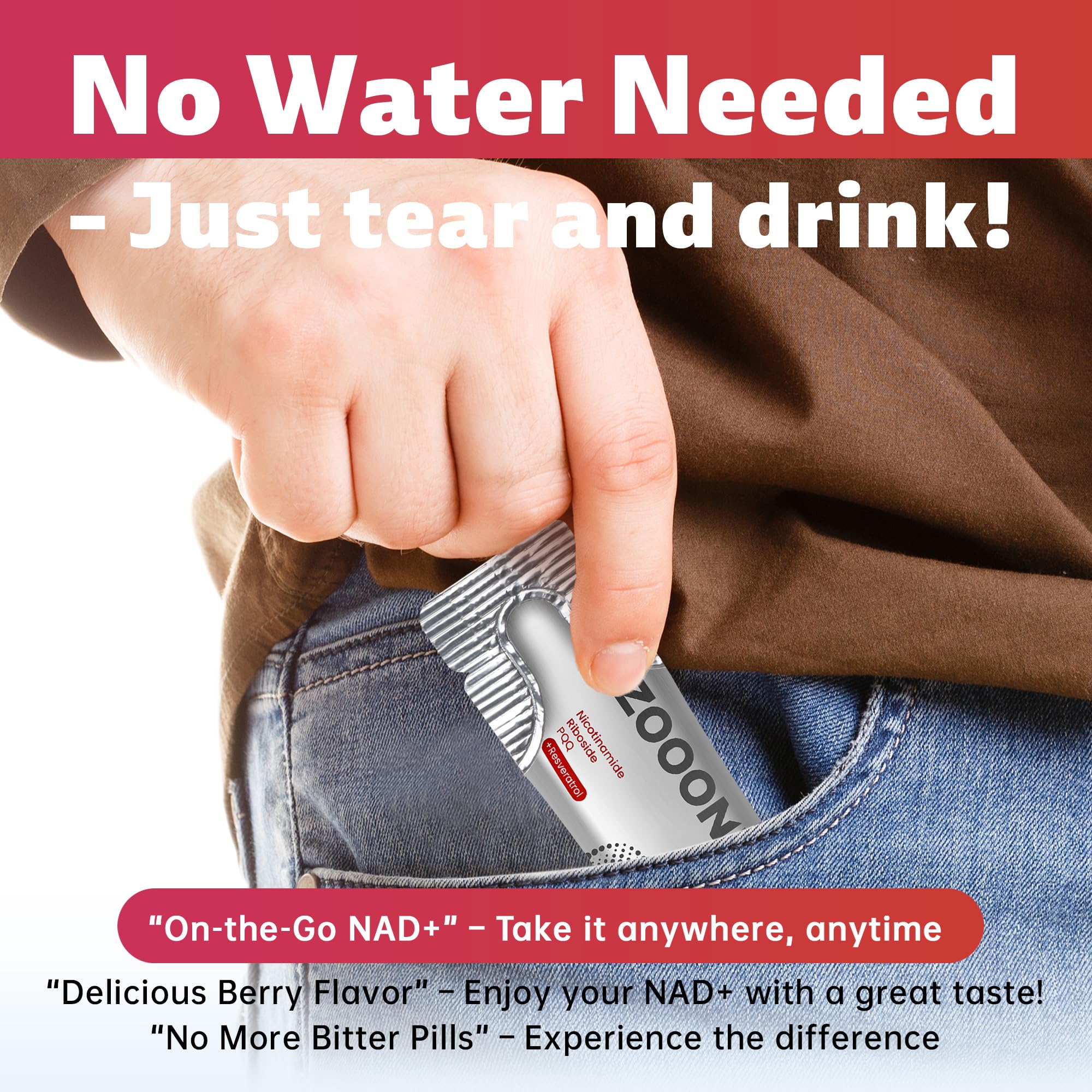 Zooone NAD+ Made in USA label emphasizing quality and safety