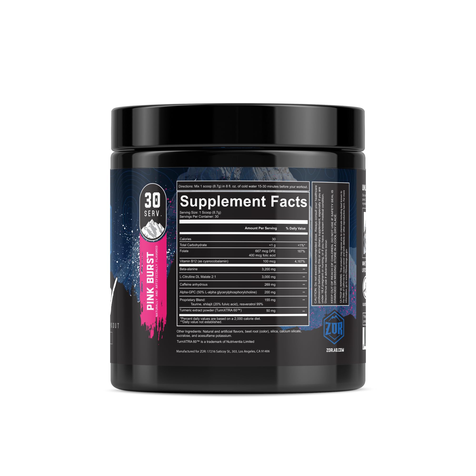 ZOR Labs Snow scoop dispensing pre-workout servings for easy use.