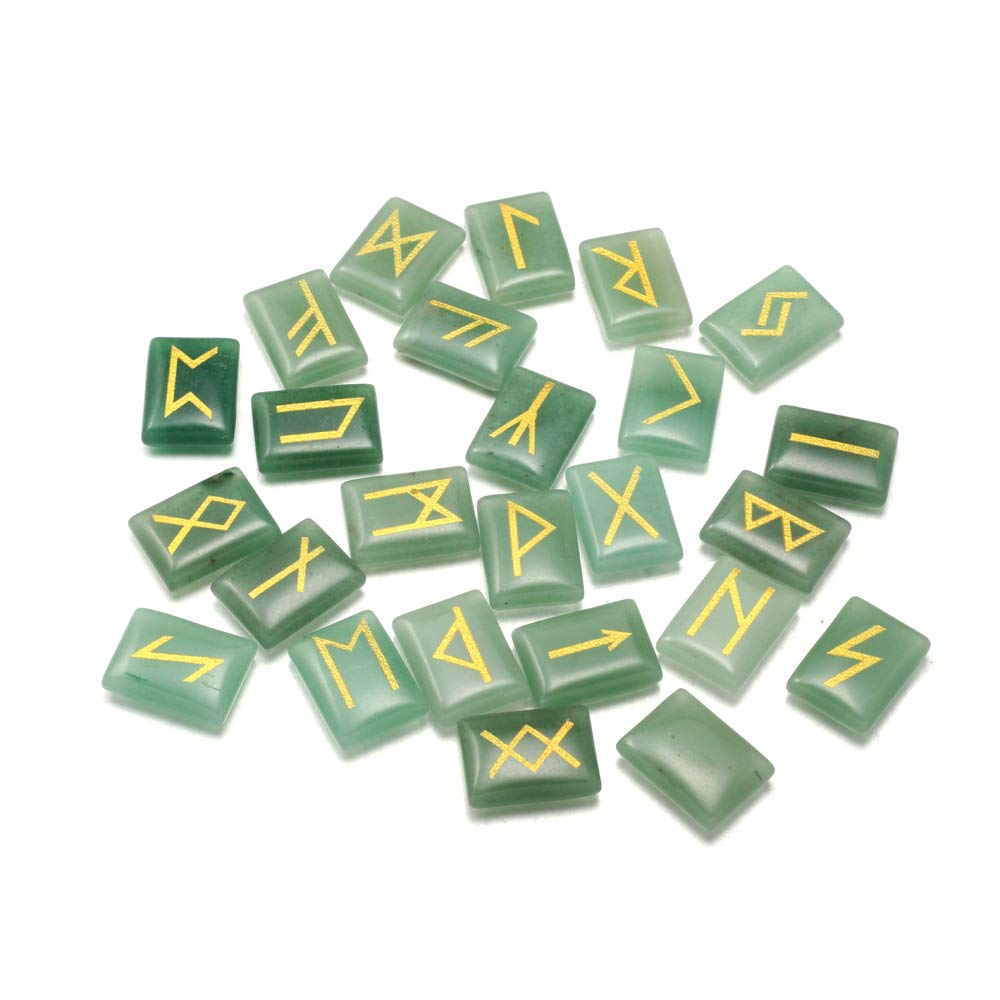 Zotoone rune stones with green aventurine engraving for focused divination sessions